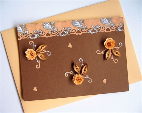 quilling birthday card paper handmade greeting card quilled roses