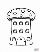 Coloring Mushroom House Pages Mushrooms Printable Drawing sketch template
