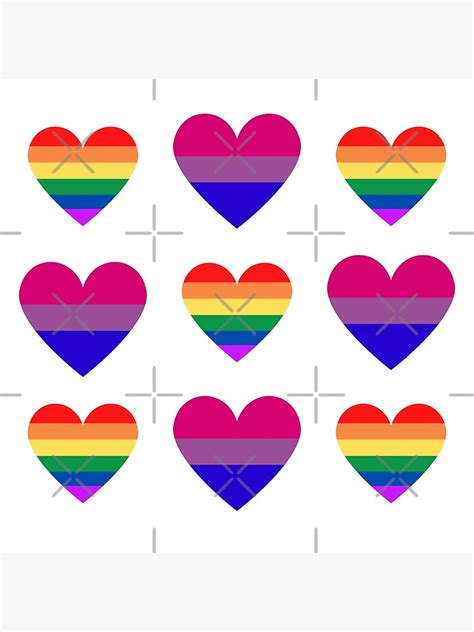 pride flag heart and bisexual flag heart pack photographic print by