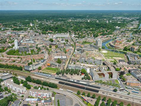 aerial view apeldoorn city centre   apeldoorn station