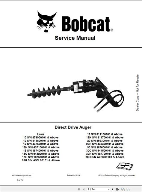 bobcat direct drive auger service manual auto repair manual forum heavy equipment