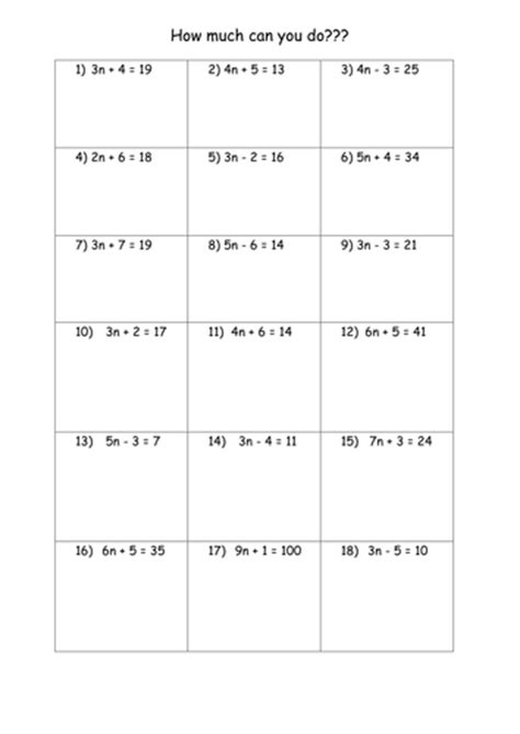 solving equations worksheets teaching resources