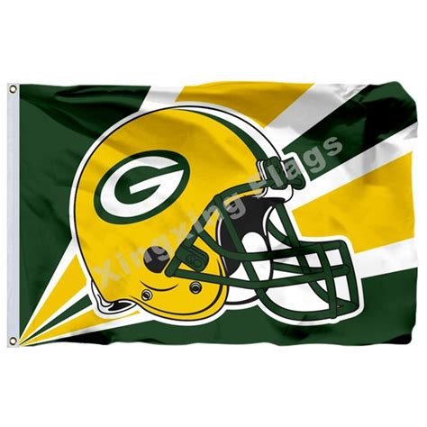 Green Bay Packers Helmet Lighting Flag 3ft X 5ft Polyester Nfl1 Green