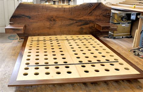 walnut slab platform bed dorset custom furniture