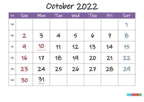 october  calendar  holidays printable template inkm