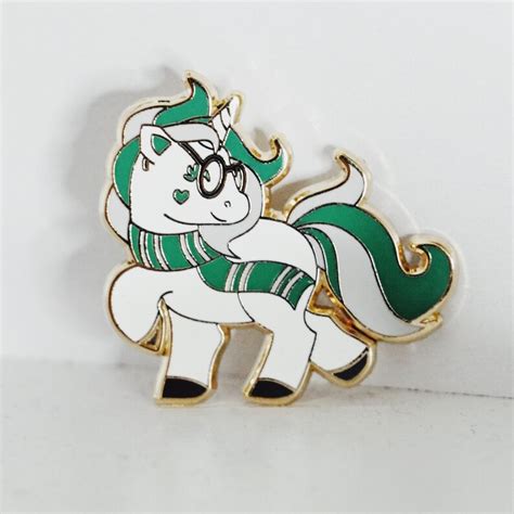 Green And Silver Unicorn Enamel Pin Wizard Unicorn Lapel Pin Etsy