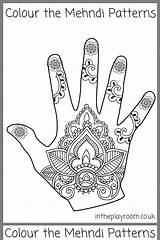 Henna Hand Coloring Pages Patterns Designs Printable Colouring Choose Board Mehndi sketch template