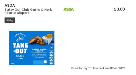 asda   club garlic herb potato dippers  compare prices   buy trolley