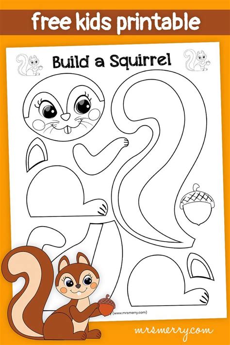 printable squirrel craft template printable word searches