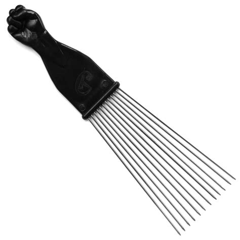 afro fan pick  black fist metal african american hair comb ebay