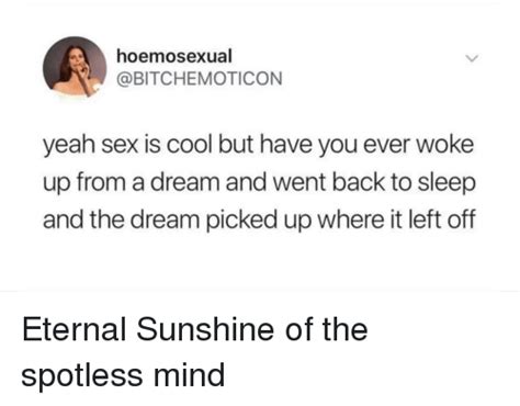 Hoe Mosexual Yeah Sex Is Cool But Have You Ever Woke Up From A Dream