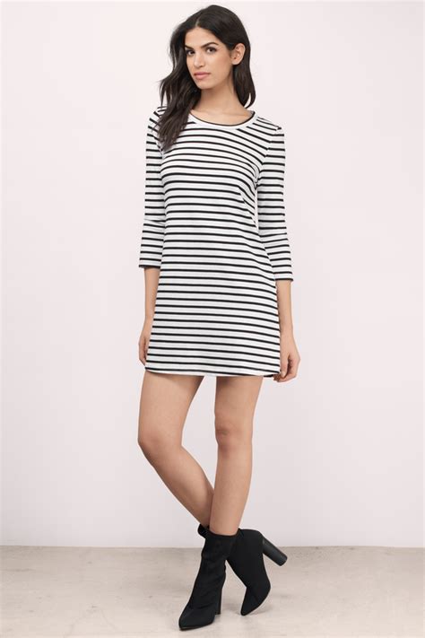 Cute Black And White Day Dress Black Dress Striped Dress