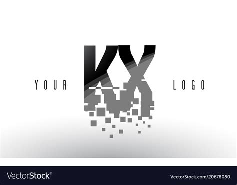 Kx K X Pixel Letter Logo With Digital Shattered Vector Image