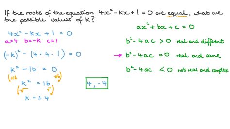 Question Video Finding An Unknown In A Quadratic Equation Given That