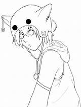 Lineart Anime Coloring Hoodie sketch template