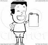 Report Card Cartoon Holding Teen Proud Coloring Clipart Boy Outlined Vector Cory Thoman Regarding Notes sketch template