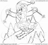 Outlined Skis Catching Santa Illustration Air Visekart Clipart Royalty Vector 2021 sketch template