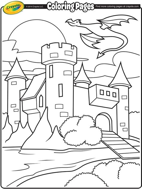 castle  dragon flying  coloring page crayolacom