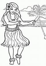 Coloring Pages Luau Printables Hawaiian Girl Hula Dance Popular sketch template