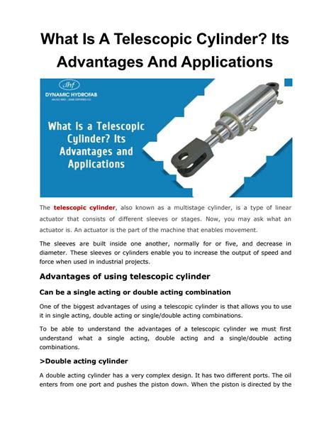 telescopic cylinder  advantages  applications  dynamic hydrofab issuu