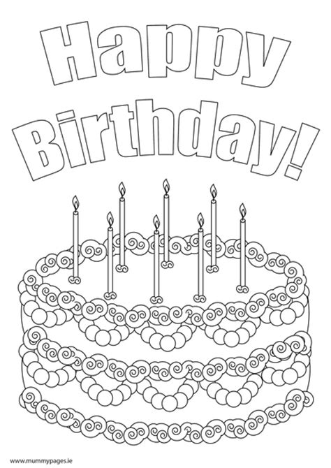 cake  candles colouring page mummypagesmummypagesie