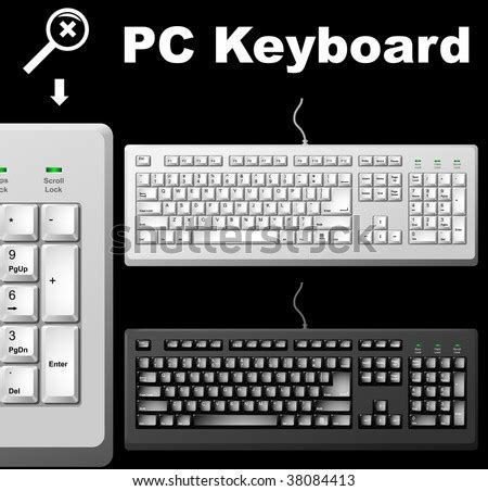 standard computer keyboard vector template  white  black color