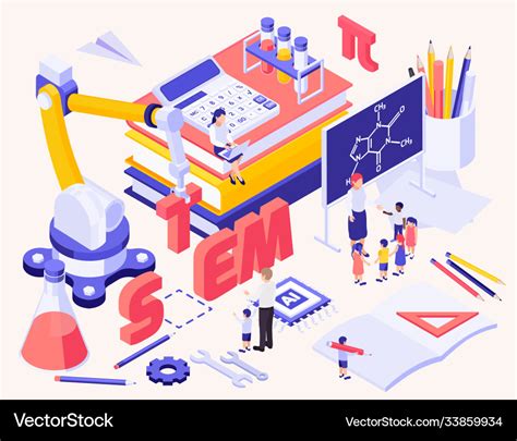 stem education isometric background royalty  vector