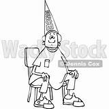 Lineart Djart Dunce Sitting Wearing Hat Chair Boy Royalty Clipart Illustration Cartoon Vector sketch template