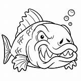 Coloring Fish Pages Monster Angry Fishing Bass Fossil Adult Realistic Drawing Printable Funny Color Viper Print Saltwater Hook Koi Getcolorings sketch template