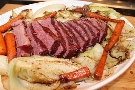 oven baked corned beef with guinness beer braised cabbage