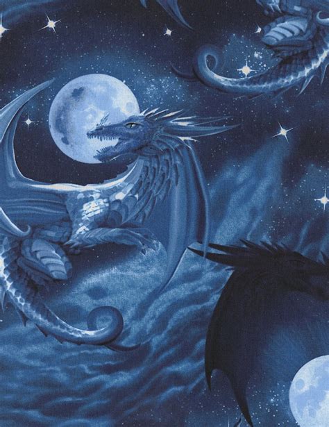 coming  dragon fantasy mystic mythology magic realm cotton quilt