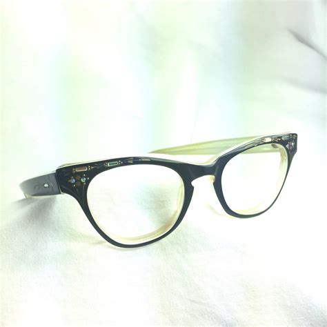 vintage horn rim jeweled eye glass frames 44 22 etsy vintage
