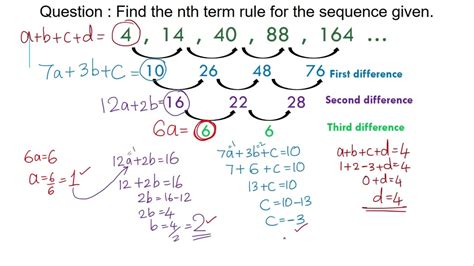cubic sequence finding  nth term formula youtube