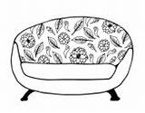 Vintage Coloring Couch Stool Room Coloringcrew Dibujo Pages Living House Print sketch template