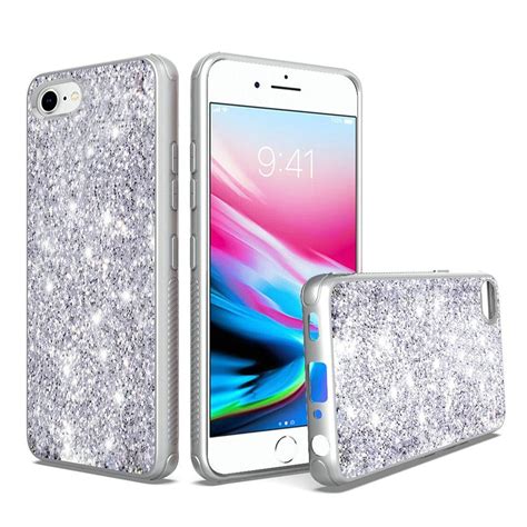 iphone se  se case  insten frozen glitter chrome hard snap  case cover  apple
