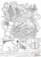 Easter Coloring Pages Basket Adults Adult Bunny Printable Flowers Eggs Sheets Decorated Pastry Spring Kids Colouring Supercoloring Fun Färgläggningssidor Målarböcker sketch template