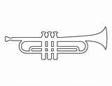 Trumpet Coloring Patternuniverse Stencils Instrument Stencil Trombone sketch template
