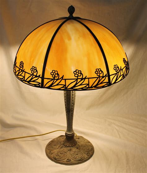 bargain johns antiques antique lamp  paneled curved glass shade