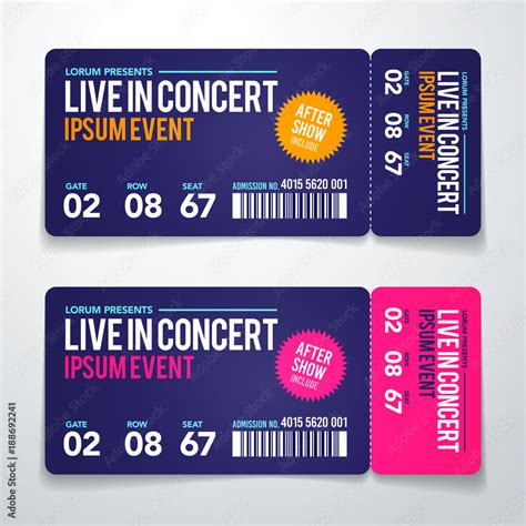 vector illustration concert ticket template concert party  festival ticket design template