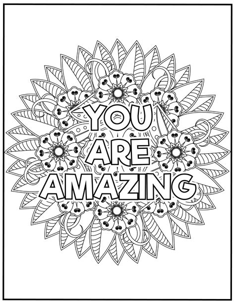 adult positive affirmations mandala coloring pages etsy