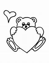 Coloring Bear Teddy Pages Heart Printable Outline Drawing Valentine Cute Bears Print Color Baby Colouring Draw Kids Hearts Template Sheets sketch template
