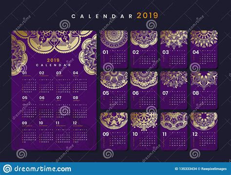 maqueta del calendario de la mandala ilustracion del vector ilustracion de febrero pueda