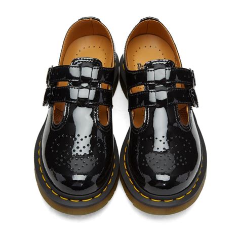 dr martens leather black patent  mary jane oxfords lyst