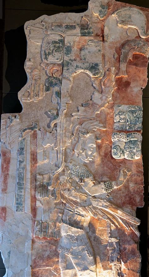 Palenque Relieve Con Pintura Remanente Cultura Maya