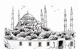 Sultan Ahmet Mosque Istanbul Blue Camii Drawings sketch template