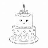 Coloring Unicorn Cake Pages Printable sketch template