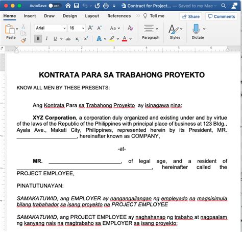 contract  project employment filipinotagalog soft copy editable