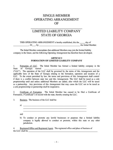 operating agreement  llc template