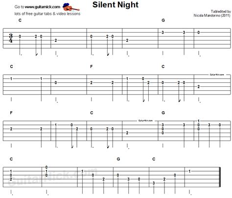 silent night easy guitar tab guitarnickcom