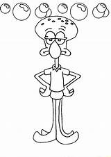 Squidward Coloring Pages Tentacles Kids sketch template